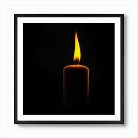 Candle In Black Art Print