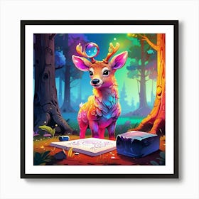 Deer In The Forest 36 Art Print