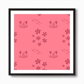 Pink Flowers on Pink Art Print