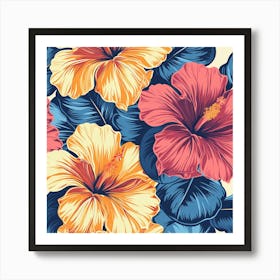 Hibiscus Seamless Pattern 12 Art Print