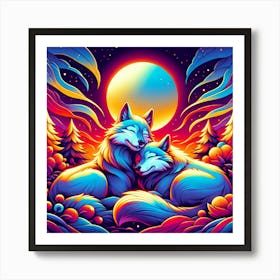 Couple of wolves that are in love Art Print