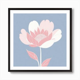 A White And Pink Flower In Minimalist Style Square Composition 508 Art Print