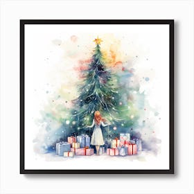 Watercolor Christmas Tree Art Print