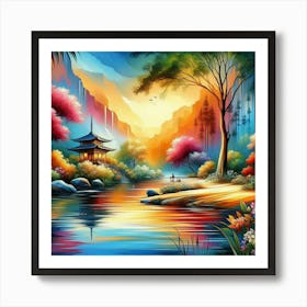 Asian Landscape Painting Affiche