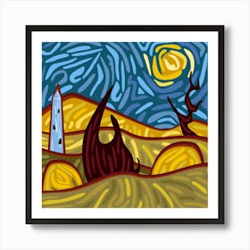 Starry Night In The Countryside 1 Art Print