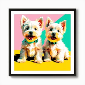 West Highland White Terrier Pups, This Contemporary art brings POP Art and Flat Vector Art Together, Colorful Art, Animal Art, Home Decor, Kids Room Decor, Puppy Bank - 162nd Art Print