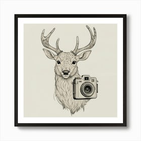 Deer With Camera 2 Art Print