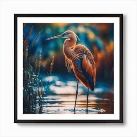 Copper Coloured Water Bird amongst the Reeds Art Print