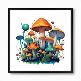 Colorful Mushrooms 4 Art Print