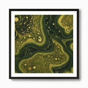 olive gold abstract wave art 27 Art Print