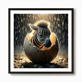 Baby Zebra In Rain Art Print