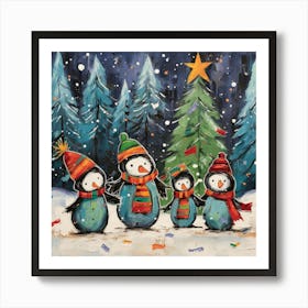 Family Of Penguins Art Print