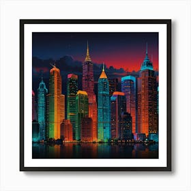 New York City At Night 1 Art Print