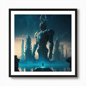 Robot In The City Art Print