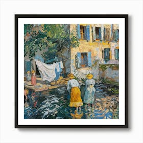 Van Gogh Style: Laundry Day at the Rhone Series Art Print