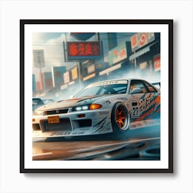 Japanes cars street drifting Art Print