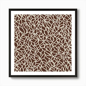 Brown And White Leaves, A Seamless Pattern, Flat Art, 181 Art Print