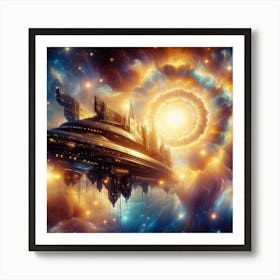 Spaceship In Space 1 Art Print