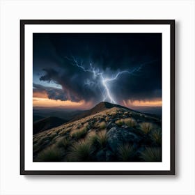 Lightening up mountains Art Print