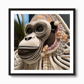Monkey Sculpture Bohemian Wall Art Art Print