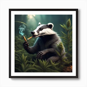 Badger Smoking A Cigarette Art Print