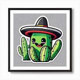Mexico Cactus With Mexican Hat Sticker 2d Cute Fantasy Dreamy Vector Illustration 2d Flat Cen (9) Art Print