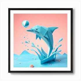 Origami Dolphin Art Print