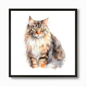 Kurilian Bobtail Cat Portrait Art Print
