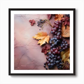 Autumn Grapes And Leaves Art Print