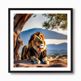 Lion In The Savannah 23 Art Print