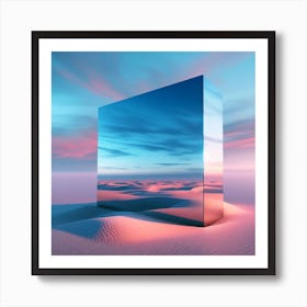 Ai Image Of Mirror Monolith In Desert Art Print