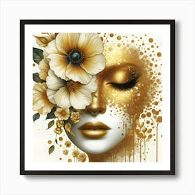 Gold Face 7 Art Print