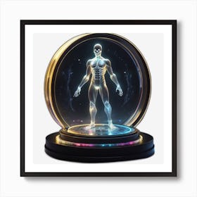 Skeleton In A Glass Globe Art Print