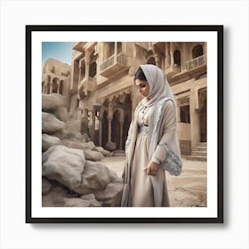 Muslim Woman In Arabic Art Print