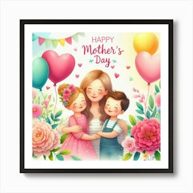 Mother's Day Gift Idea Mom Kids Art Print