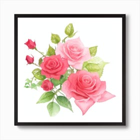 Watercolor Roses Art Print