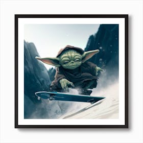 Yoda Snowboarding Art Print