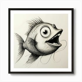 Cartoon Fish Drawing 1 Art Print