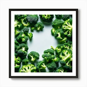 Green Broccoli On White Background Art Print