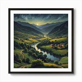 Sleepy Village Art Print