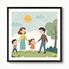 Happy Family In The Park 1 Art Print