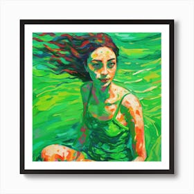 Girl In The Water Art Print