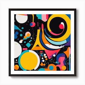 Abstract Painting , Slick Abstract Shapes in Vivid Colors – A Contemporary Wall Art Collection Art Print