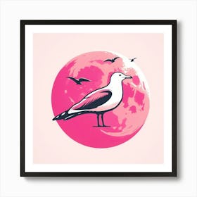 Seagull On The Moon Art Print