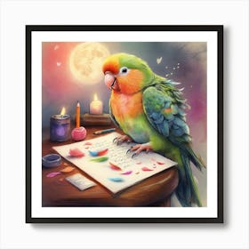 Lovable Parrot Art Print