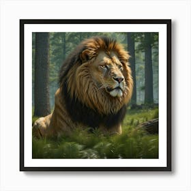 Lion In The Forest 1 Art Print