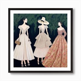 Three Ladies In Dresses Art Print