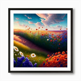 Poppies In The Field Art Print