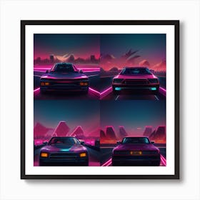 Neon Car Set Art Print