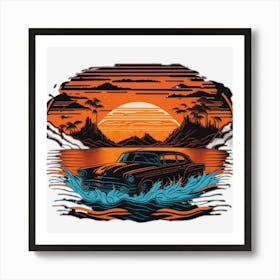 Sunset Car Art Print